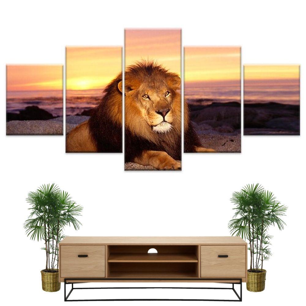 Tableau Lion Couché de Soleil | Lion Royaume