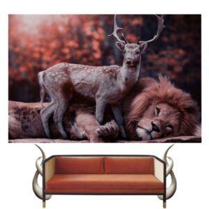 Tableau Lion et Cerf