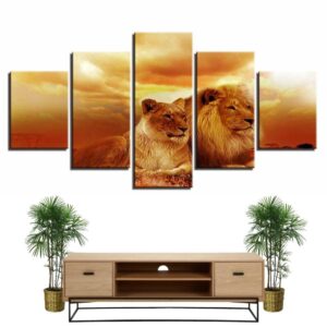 Tableau Lion et Lionne Couleurs Royales | Lion Royaume