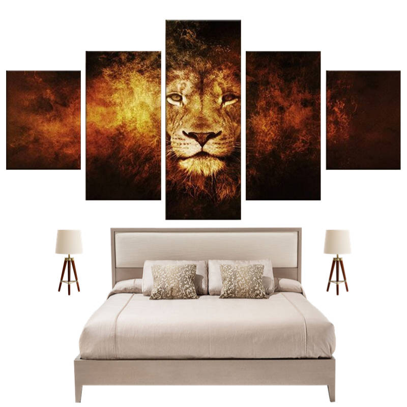 Tableau Lion Feu | Lion Royaume
