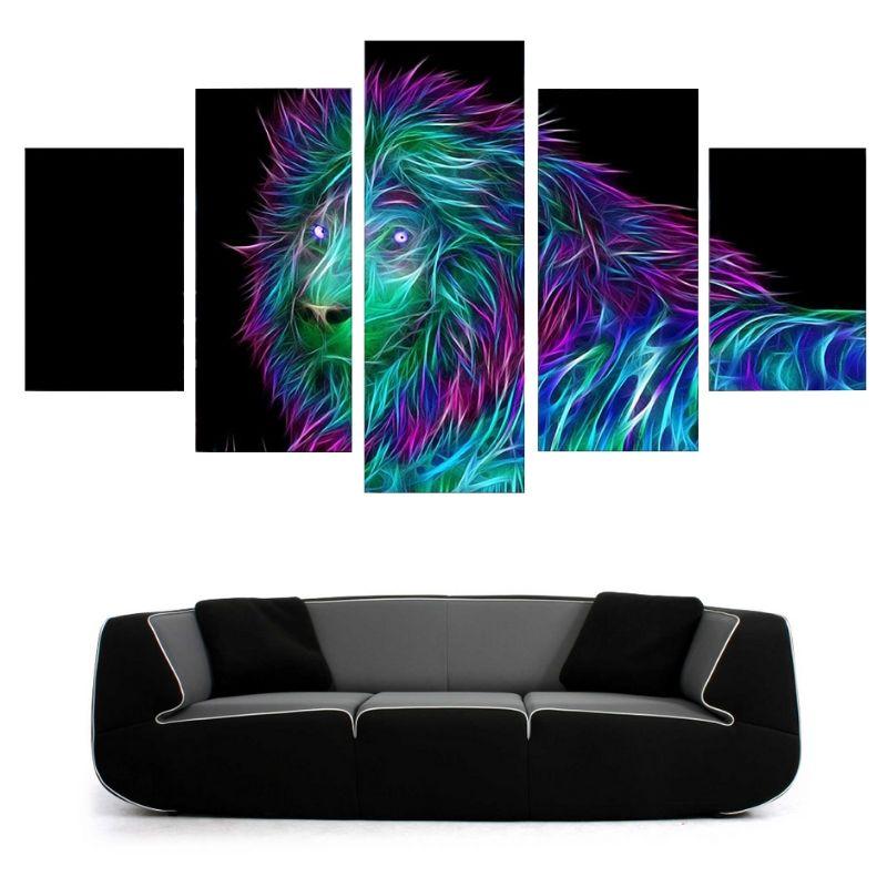 Tableau Lion Géométrique Couleur