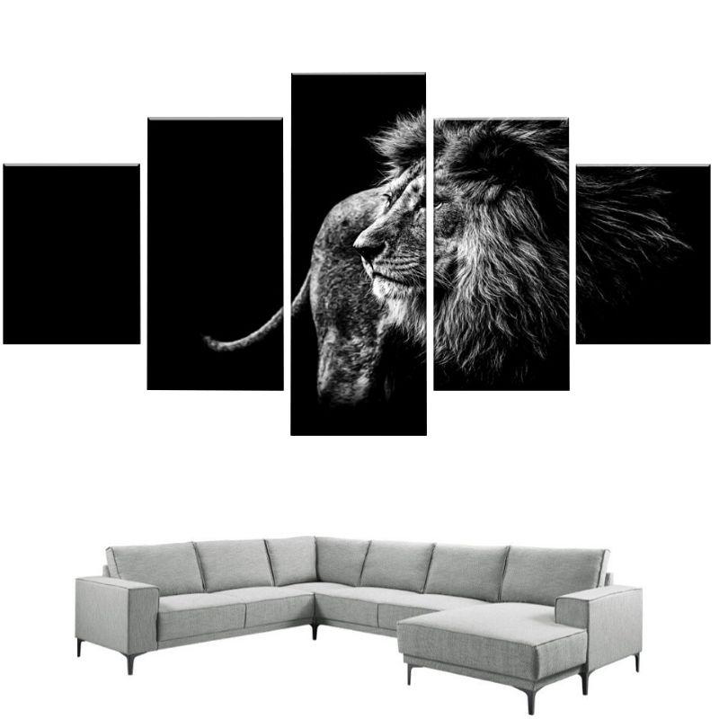 Tableau Lion Noir et Blanc Déco