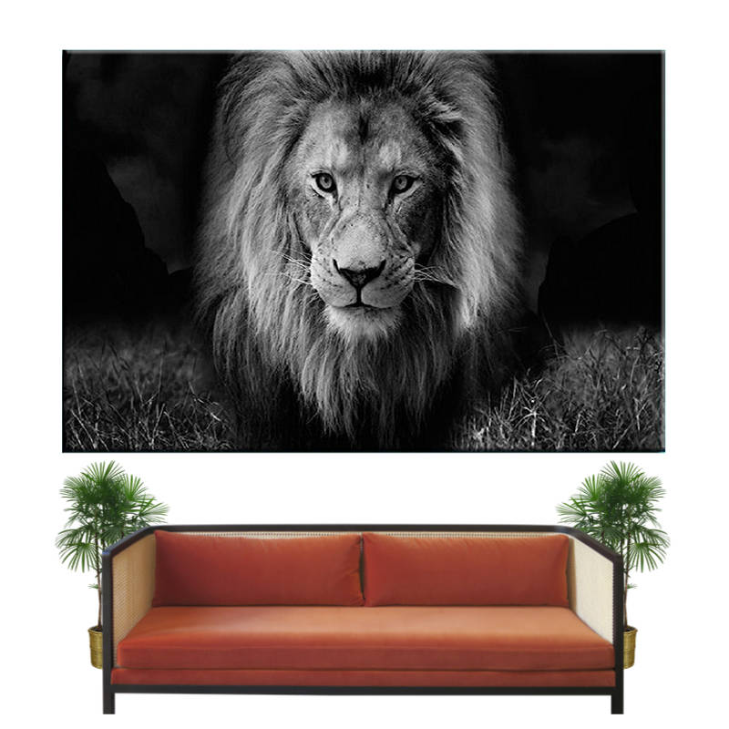 Tableau Lion Noir et Blanc Intouchable | Lion Royaume