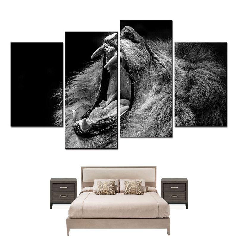 Tableau Lion Noir et Blanc Puissance
