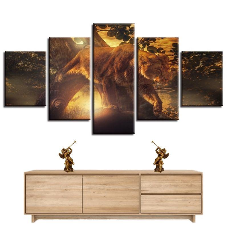 Tableau Lion Paysage
