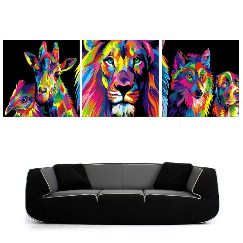 Tableau Lion Pop Art 3 Pièces