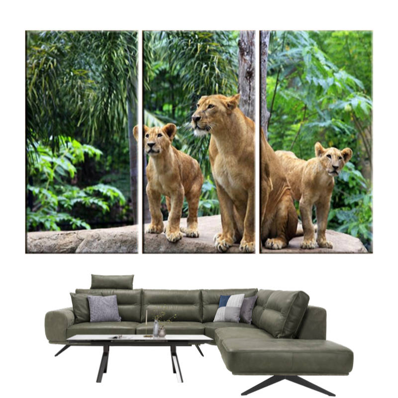 Tableau Lionne et Lionceaux Nature | Lion Royaume