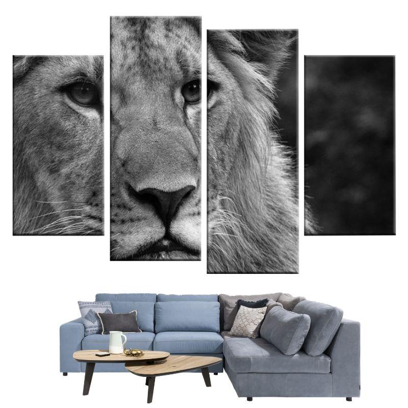 Tableau Noir et Blanc Lion