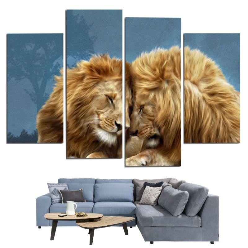 Tableau Peinture Tête de Lion toile lion