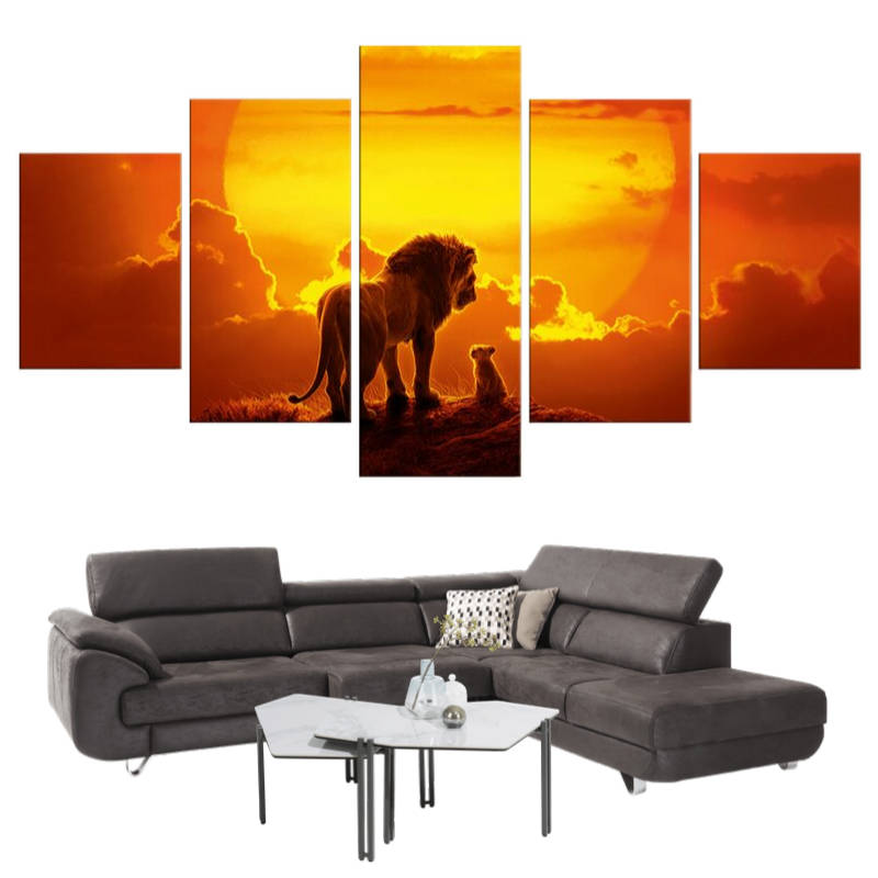Tableau Roi Lion Couché de Soleil | Lion Royaume