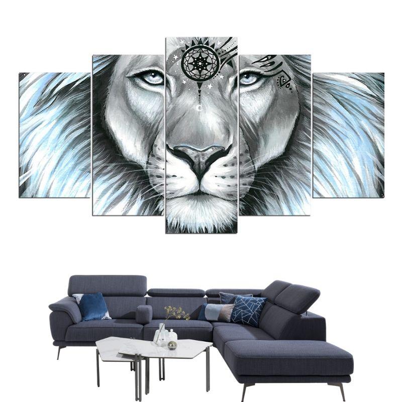 Tableau Tête de Lion Coloré