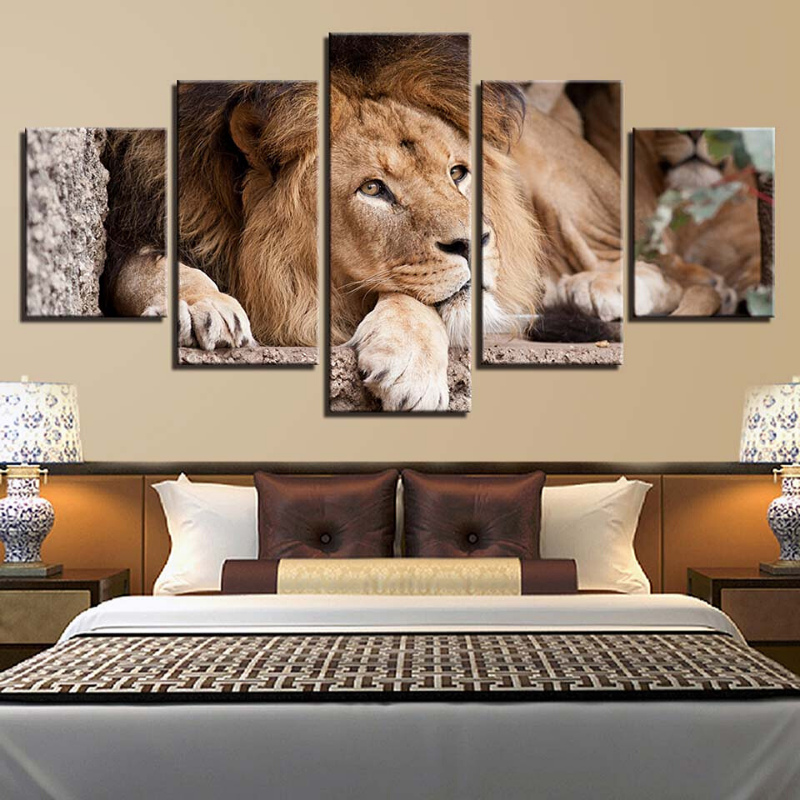 Tableau lion couché