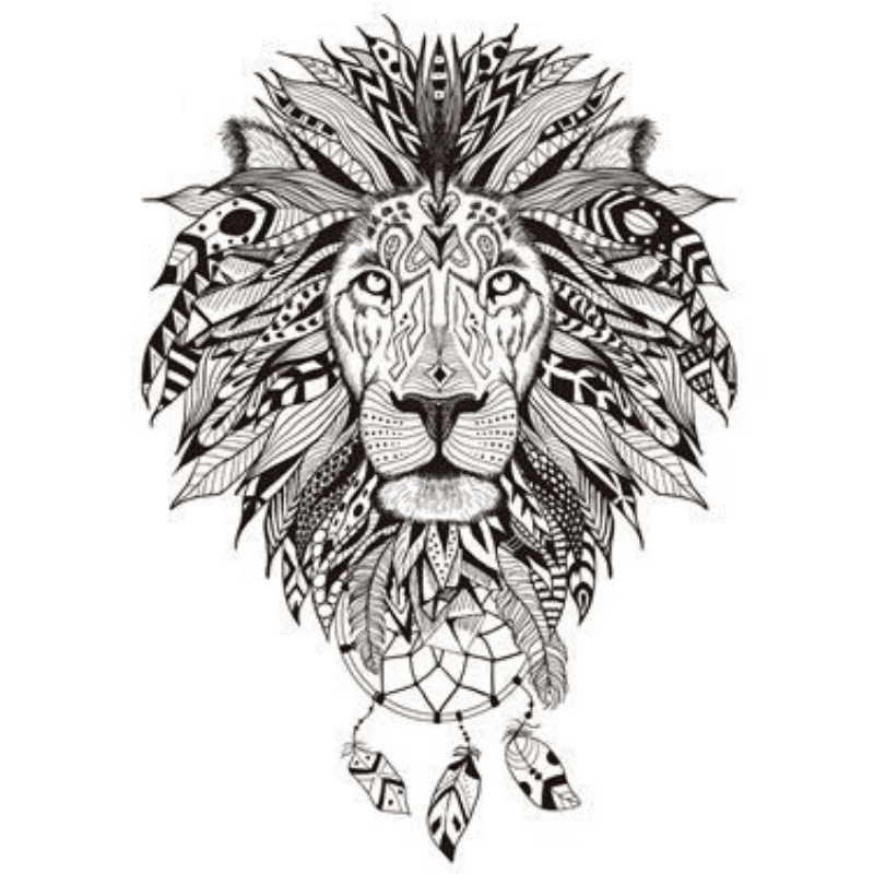 Tatouage Éphémère Lion Plume