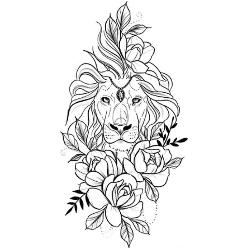 Tatouage Éphémère Lion Élégance