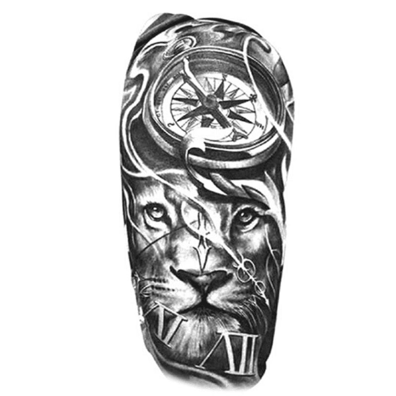 Tatouage Éphémère Lion Regard