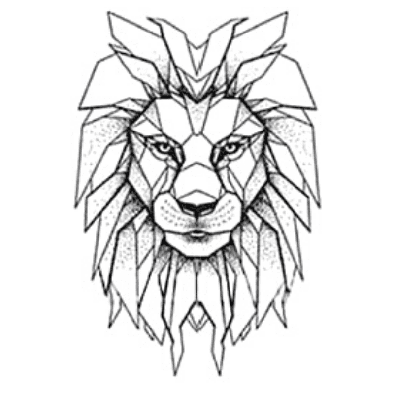 Tatouage Éphémère Lion Géométrie