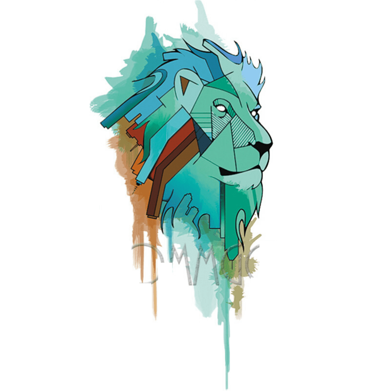 Tatouage Éphémère Lion Vert