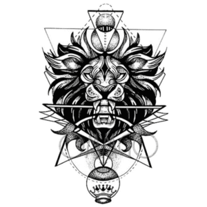 Tatouage Éphémère Tête de Lion dans un Losange