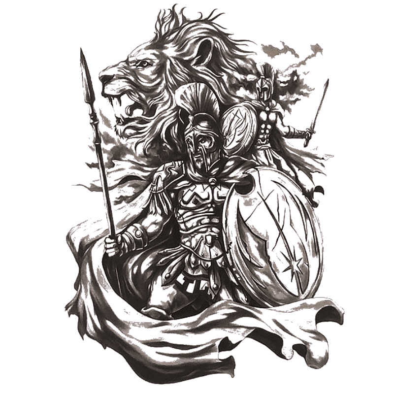 Tatouage Éphémère Lion Bataille