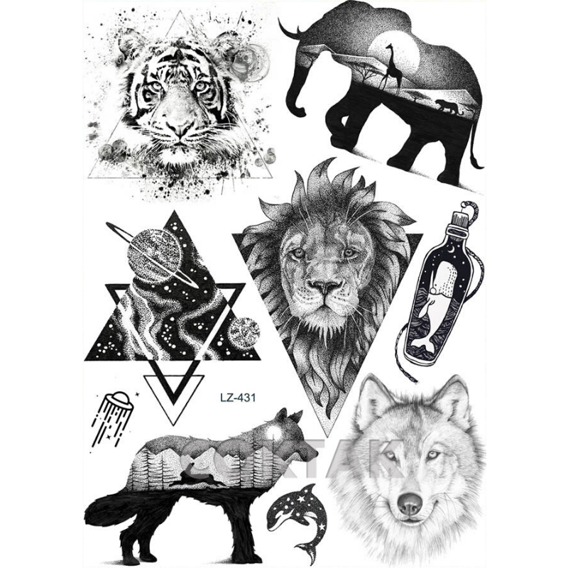 Tatouage Éphémère Lion et Animaux.