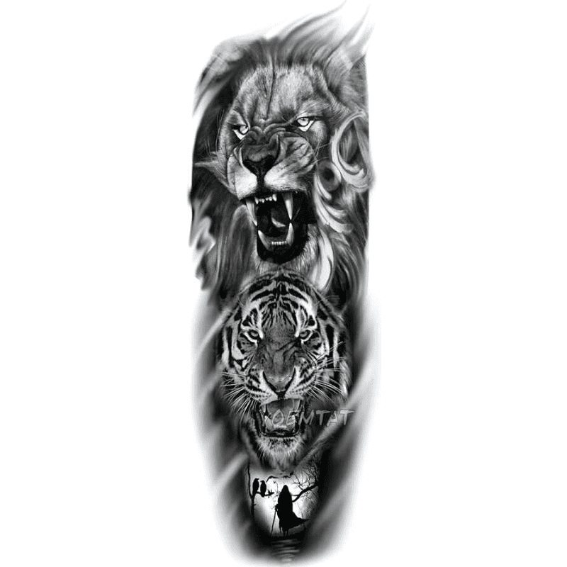 Tatouage Éphémère Lion Duo