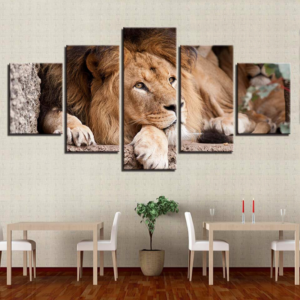 Tableau lion africain.
