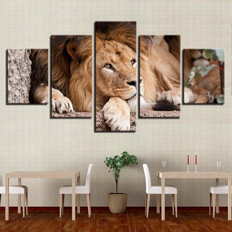 Tableau lion africain.