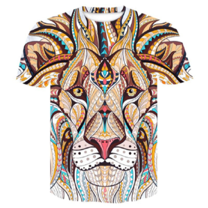 T-short pour homme tête de lion en dessin.
