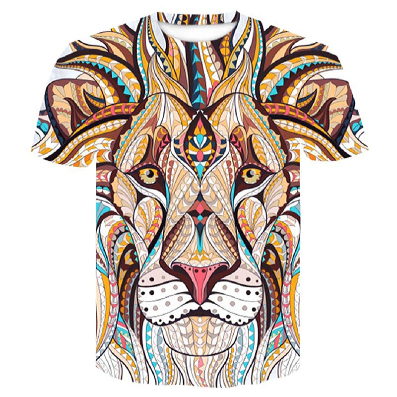 T-short pour homme tête de lion en dessin.
