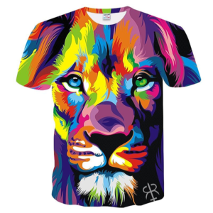 T-shirt lion couleur.