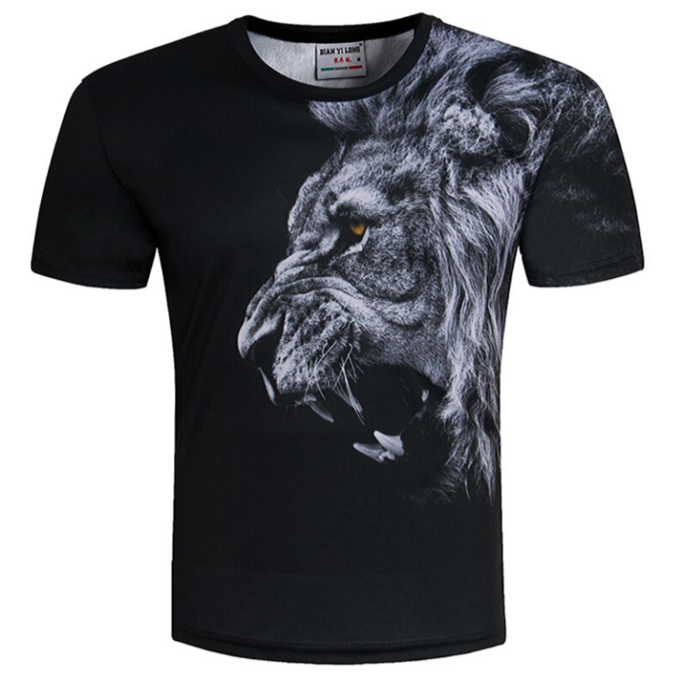 T-Shirt Lion Noir Et Blanc Rugissant