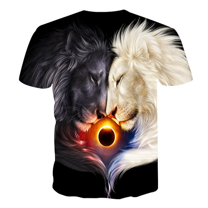 Tee-shirt lion noir et lion blanc pour homme.