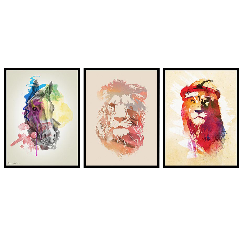 Cadres lion et cheval décoration intérieur