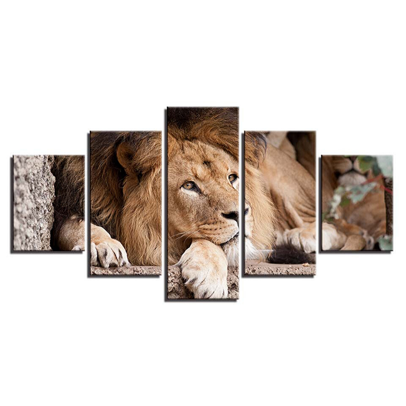 Tableau deco lion en couleurs.